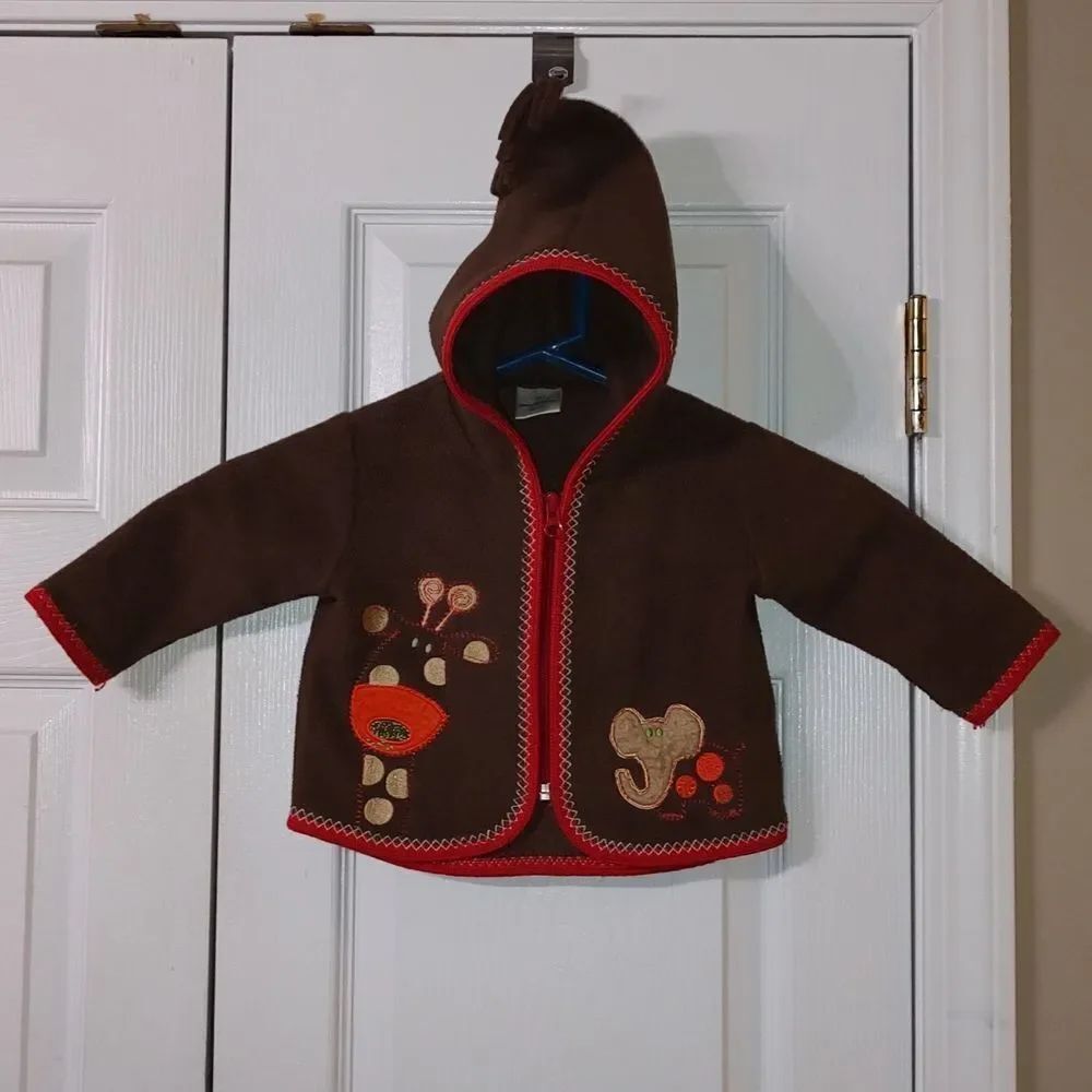 Hanna Andersson brown fleece hooded zip up jacket Sz 60 EUC